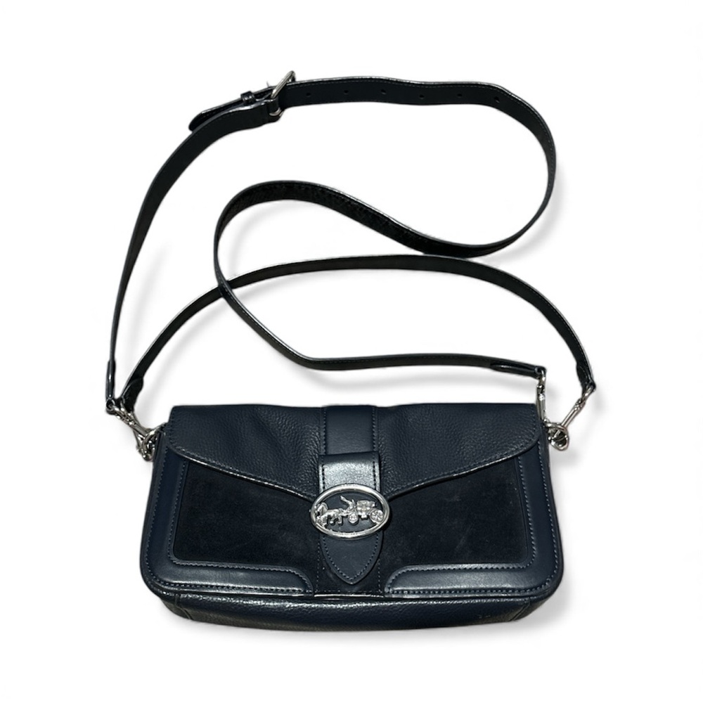 COACH Georgie Midnight Hand & Shoulder Bag in Suede and Pebbled Leather